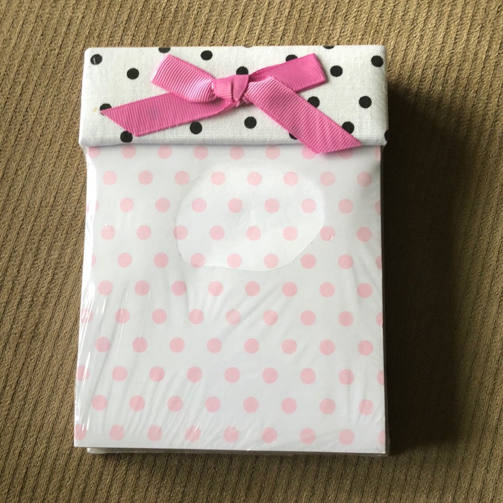 Pink and black polka dot note pad